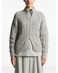 Peserico - High-Neck Open-Knit Cardigan - Lyst