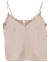 Imperial - Lace-Trim V-Neck Top - Lyst