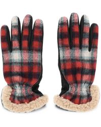 DSquared² - Checked Shearling-Trim Gloves - Lyst