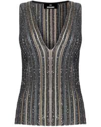 Missoni - Ribbed Top With Sequins And V-Neck - Lyst