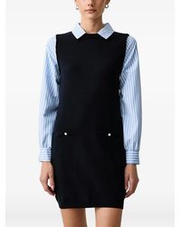 Morgan - Embellished-Button Knitted Mini Dress - Lyst