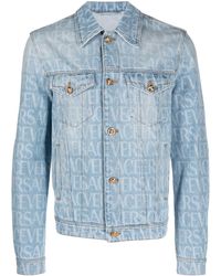 Versace - Giacca denim con stampa - Lyst