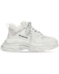 Balenciaga - Triple S Faux-Fur Sneakers - Lyst