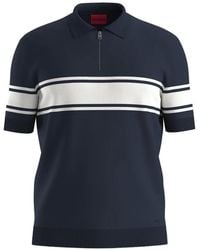 HUGO - Printed Stripes Polo Shirt - Lyst
