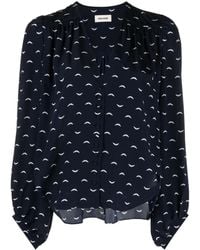 Zadig & Voltaire - Graphic-Print Long-Sleeved Blouse - Lyst