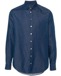 Giorgio Armani - Long-sleeve Cotton Denim Shirt - Lyst