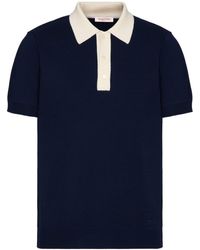 Valentino Garavani - Contrast-trim Fine-knit Polo Shirt - Lyst