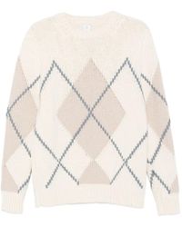 Eleventy - Diamond-Pattern Crew-Neck Sweater - Lyst