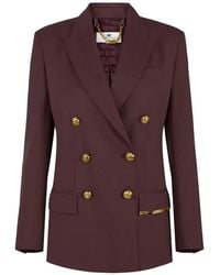 Elisabetta Franchi - Peaked-Lapel Double-Breasted Blazer - Lyst