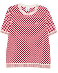 CASABLANCA - Checkerboard-Knit Logo-Patch Sweater - Lyst