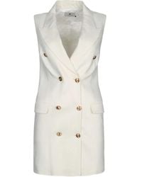 Elisabetta Franchi - Robe Sans Manches À Revers Crantés - Lyst