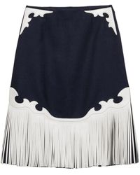 Prada - Fransen-Midirock Mit Rushstich - Lyst