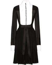 Dolce & Gabbana - Bib-collar Silk-blend Shirtdress - Lyst