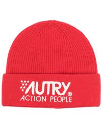 Autry - Logo-embroidered Ribbed-knit Beanie - Lyst