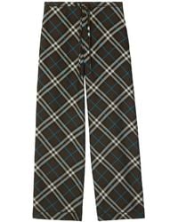 Burberry - Check-Pattern Silk Trousers - Lyst