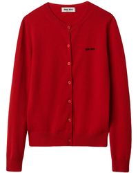 Miu Miu - Kasjmier Vest Met Geborduurd Logo - Lyst