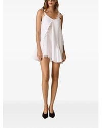 Pink - Lace-Trimmed Button-Front Mini Dress - Lyst