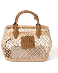 Miu Miu - Logo-Appliqué Interwoven Tote Bag - Lyst