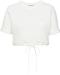 Prada - Cropped Fleece T-Shirt - Lyst