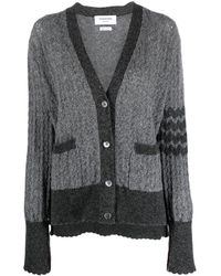 Thom Browne - 4-bar Cable-knit Pointelle Stitch Cardigan - Lyst