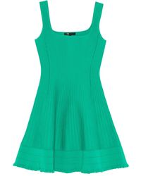 Maje - Vestido Corto De Punto Con Cuello Cuadrado - Lyst