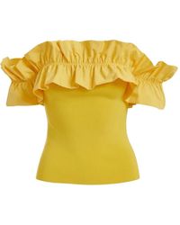 Essentiel Antwerp - Ruffled-Neck Off-Shoulder Top - Lyst