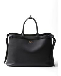 Prada - Buckle Double-belt Leather Tote Bag - Lyst