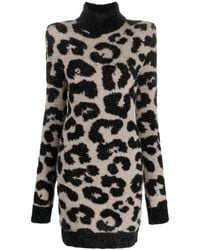 Philipp Plein - Shoulder-Pads Leopard-Print Dress - Lyst