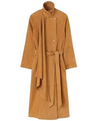 RETORI - Integrated-Scarf Suede Trench Coat - Lyst