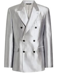 Dolce & Gabbana - Sicilia Light Double-Breasted Silk Shantung Jacket - Lyst