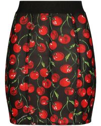 Dolce & Gabbana - Cherry-print High-waist Miniskirt - Lyst