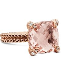 David Yurman - 18Kt Rose Chatelaine Morganite And Diamond Ring (11Mm) - Lyst