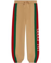 Gucci - Pantaloni Felpati In Jersey Di Cotone Con Web - Lyst
