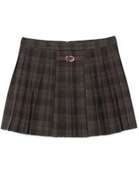 Sandro - Checked Pleated Mini Skirt - Lyst