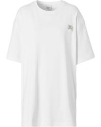 Burberry - T-shirt con decorazione di cristalli - Lyst