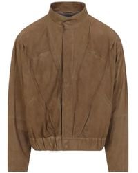 Giorgio Armani Alligator Leather Buttoned Jacket in Black for Men