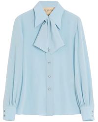 Valentino Garavani - Scarf-Detail Crepe De Chine Shirt - Lyst
