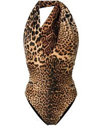 Saint Laurent Bañador con estampado de leopardo - Negro