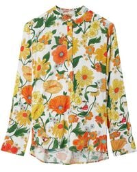 Stella McCartney - Lady Garden-Print Collarless Shirt - Lyst