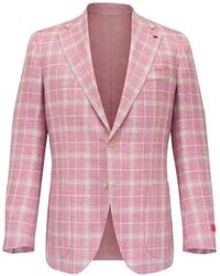 Isaia - Blazer À Carreaux - Lyst