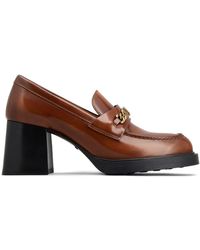 Tod's - Loafers In Leather With Heel - Lyst