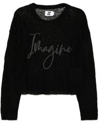 Izzue - Embroidered-Slogan Semi-Sheer Jumper - Lyst