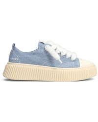 Rhun - Denim-Texture Platform Sneakers - Lyst