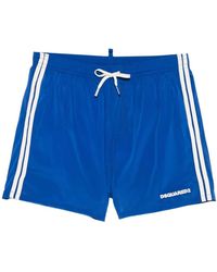 DSquared² - Side-Stripe Logo-Print Swim Shorts - Lyst