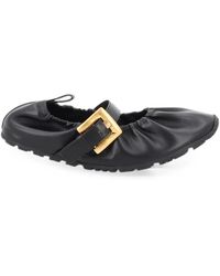 Balmain - Anthem Buckle-Fastening Ruched Ballet Flats - Lyst