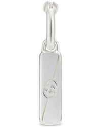 Gucci - Sterling Silver Diagonal Interlocking G Hoop Earring - Lyst