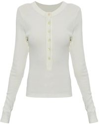 Citizens of Humanity - Varra Ribbed-Knit Long-Sleeve Henley Top - Lyst