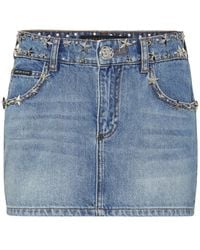 Philipp Plein - Star スタッズ デニムスカート - Lyst