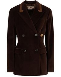 Marni - Sakko aus Samt mit Kalbshaar-Kragen - Lyst