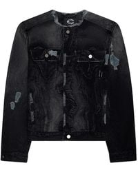CAMPERLAB - Distorted-Print Distressed Denim Jacket - Lyst